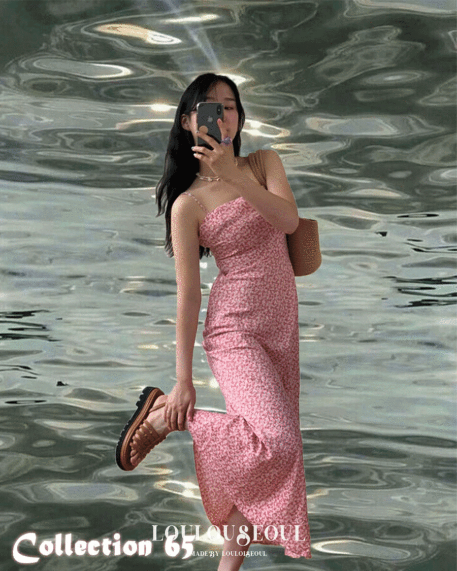 *블루컬러 당일발송* (L/S Collection) Water Lily Slim Fit Dress_워터 릴리 슬림 핏 드레스
