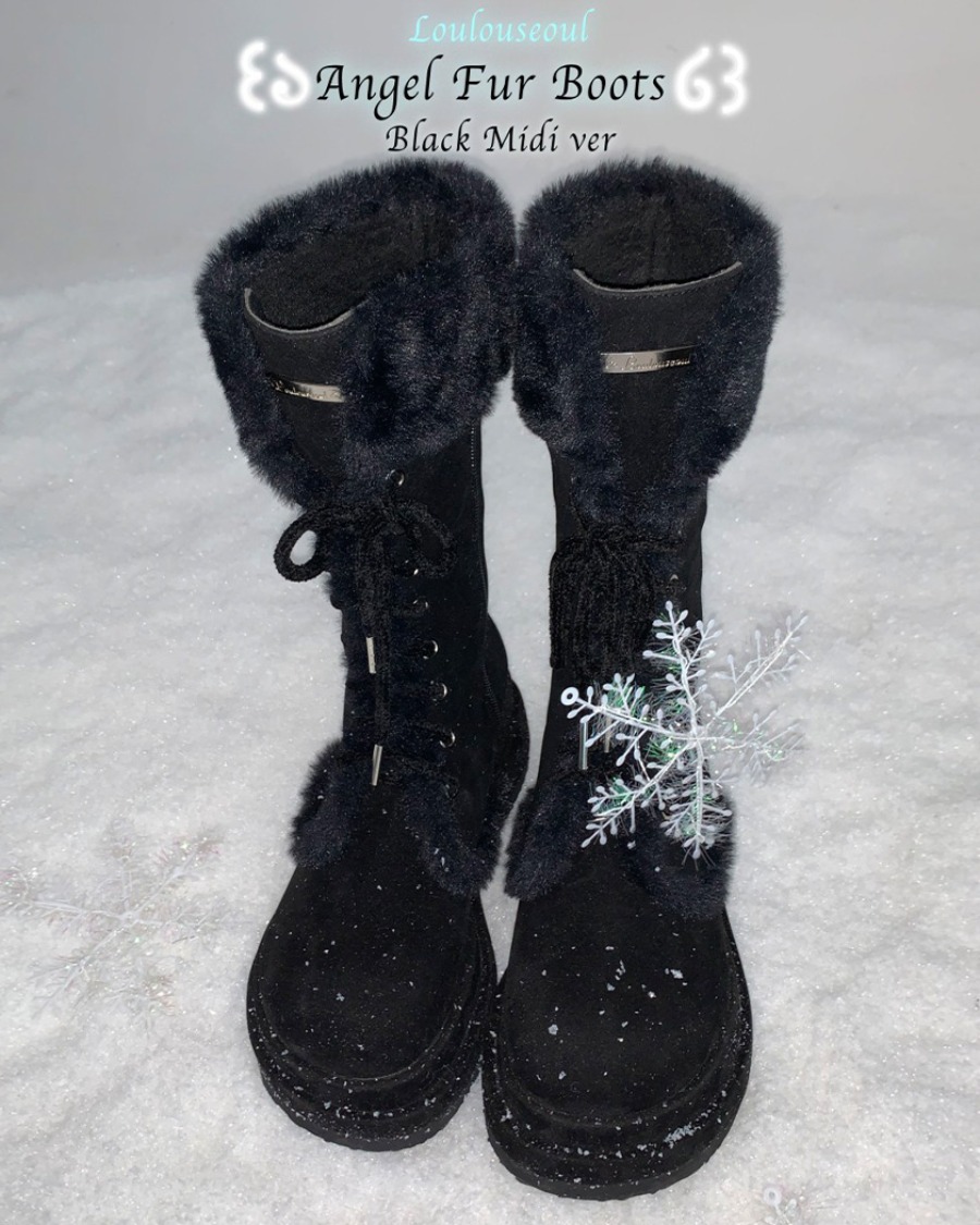 [MADE] New 미디기장 Winter Angel Fur Boots (Dark Black)