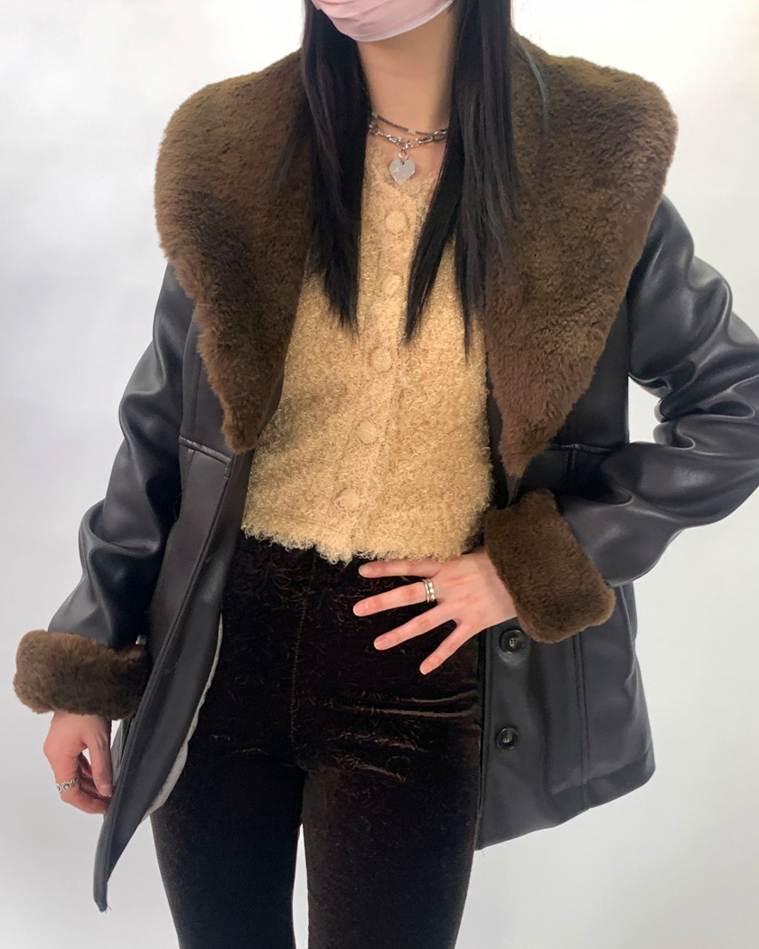 [MADE] Demon Leather Fur Coat (Brown)